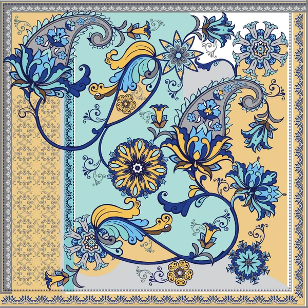 抽象丝巾图案与佩斯利 美丽的东方佩斯利图案 纺织设计的经典佩斯利元素 免版税图库插图