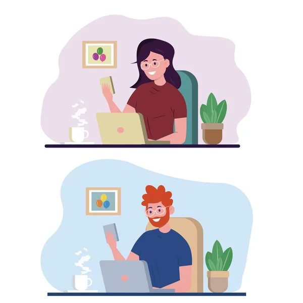 Kadın ya da erkek bilgisayar başında çalışıyor.