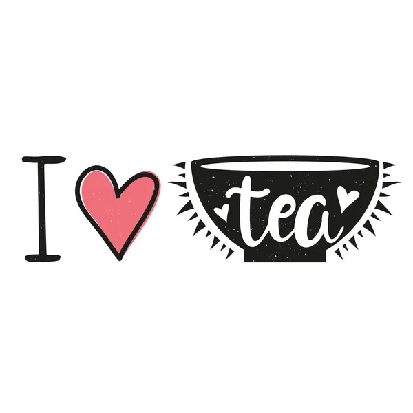 紅茶の愛カップ テキスト のベクトル図 — ストックベクタ