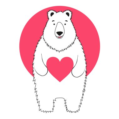 Hayvanla birlikte romantik tebrik kartı. Sevgililer günü kartı çizgi film karakteri ile.