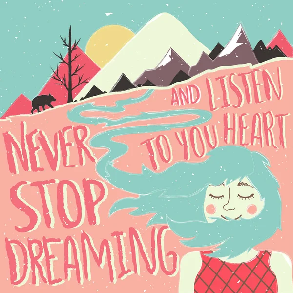 Typography Poster Quote Girl Landscape — Stock Vector
