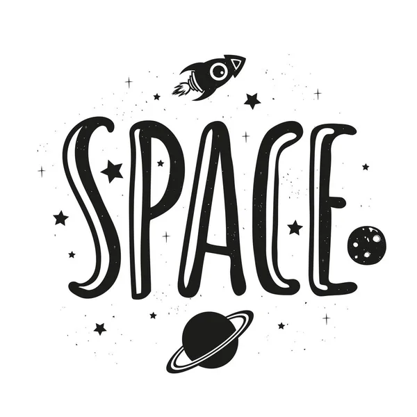 Inspiratie Motivatie Illustratie Met Sterren Maan Rocketship Saturnus Huis Decoratie — Stockvector