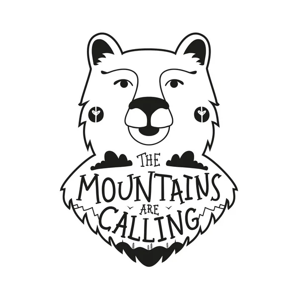 Cartaz Ypography Com Citação Animal Lettering Montanhas Estão Chamando —  Vetores de Stock