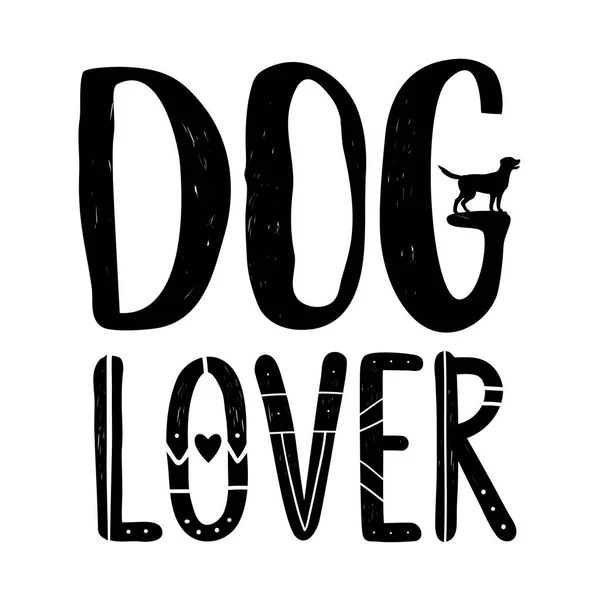 Illustrazione Vettoriale Con Silhouette Recupero Parole Lettering Dog Lover Design — Vettoriale Stock