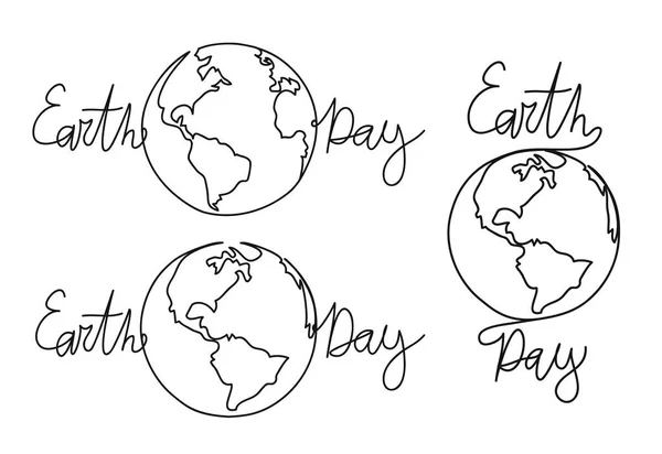4月22日地球日收集书法文本和地球仪. — 图库矢量图片