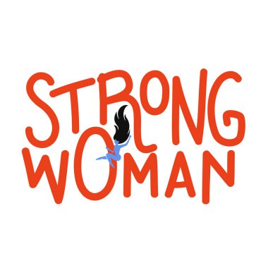 Mavi çıplak genç kadın ve yazı alıntı ile Vektör illüstrasyon - Güçlü Kadın.