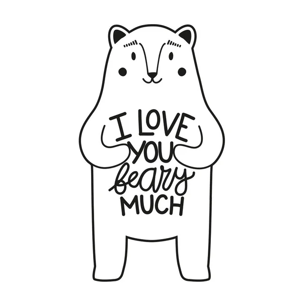 Ilustración Vectorial Con Oso Polar Texto Letras Love You Beary — Archivo Imágenes Vectoriales