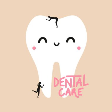 Düz stil diş sağlığı ve ağız hijyeni kavramı