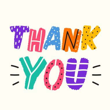 Minnettar tipografi baskısı tasarımı, komik ve olumlu karalama el yazısı mesajı