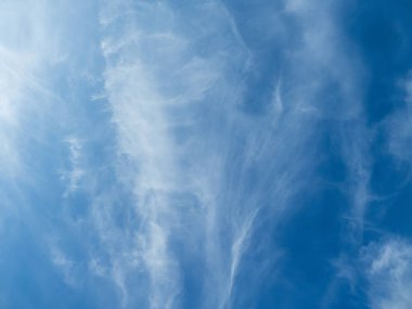 Sakin, yüksek irtifa sirrus bulutları gökyüzünde karmaşık desenler yaratıyor..