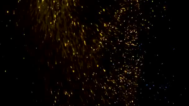 Χρυσές Πούλιες Φωτεινές Αλληλουχίες Λαμπερή Έκρηξη Glitter Τρεμοπαίζει Πολύχρωμο Κομψό — Αρχείο Βίντεο