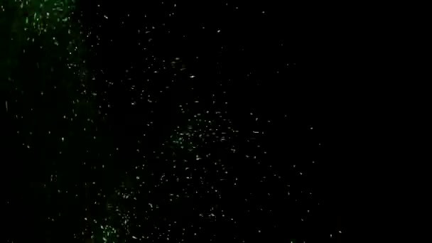 緑のスパンコール 明るいスパンコール フリッカーで明るい爆発の輝き ブラックを基調としたカラフルでエレガントなコンフェッティバースト スローモーション — ストック動画