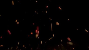 Kırmızı, siyah biber ve diğer baharatlar masaya servis edilir ve dağıtılır. Ağır çekim. yüksek kalite