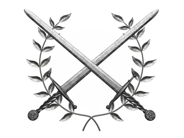 Swords Wreath Sign Rendering — Stock Photo, Image