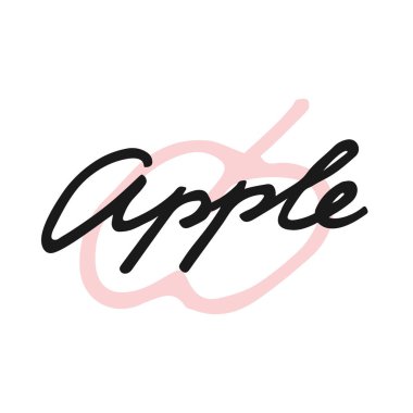 Vektör etiket Apple yazı yazdırma 