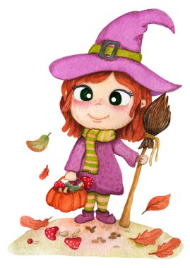 Mantarlı cadı ve süpürge.