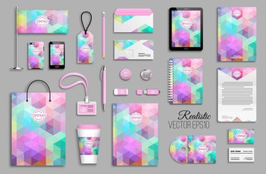 Kurumsal kimlik şablonu renkli geometrik arka plan, vektör, illüstrasyon