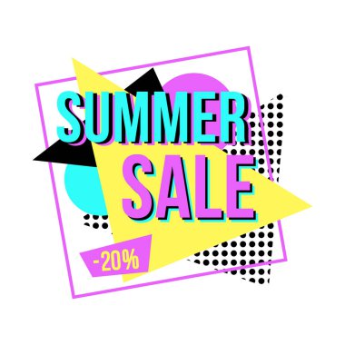 İndirim teklif, vektör, illüstrasyon ile online alışveriş için modern retro tasarım ile satışı büyük başlığı 