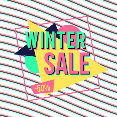 Parlak renkli kış satışı büyük başlığı