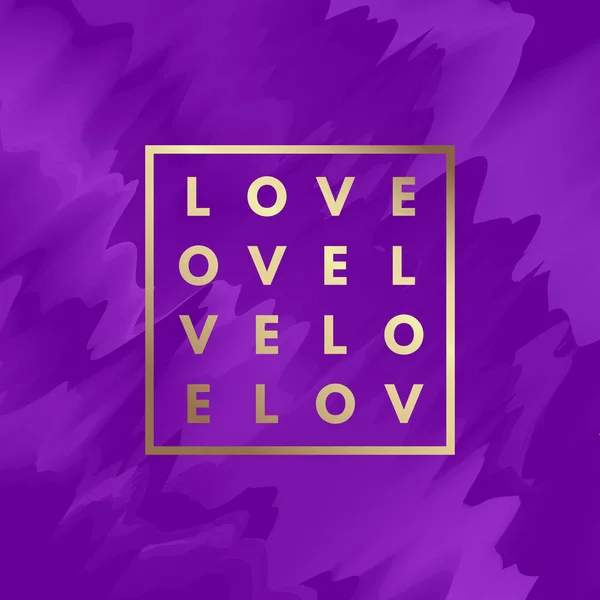 Amor Logotipo Mínimo Quadro Fundo Roxo Abstrato — Vetor de Stock