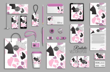 Kurumsal kimlik şablon kümesi ve iş Kırtasiye mock-up