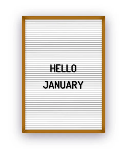 Ilustración Vectorial Hello January Cita Motivación Cartón Blanco Con Letras — Archivo Imágenes Vectoriales