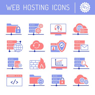 Web hosting ve bulut Hizmetleri Icons set