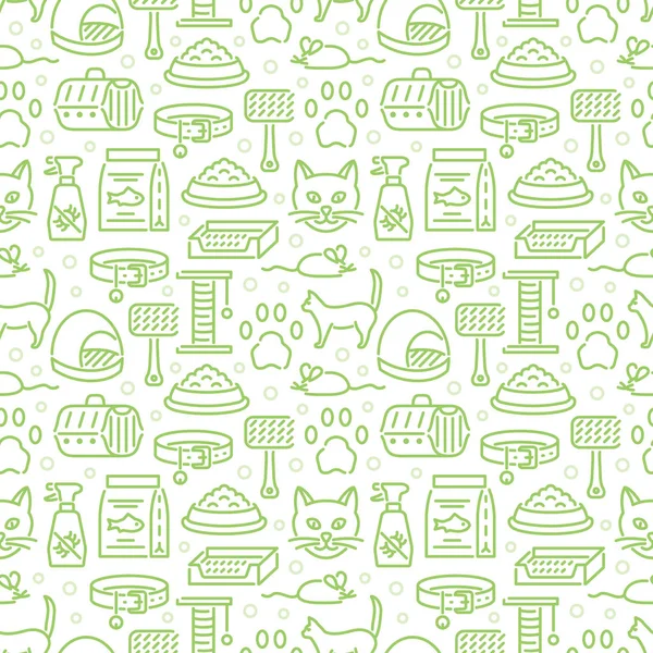 Veterinary pets accessories outline icons seamless pattern — Stock Vector