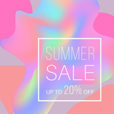 Metin ile promosyon poster holografik arka planda yaz satışı