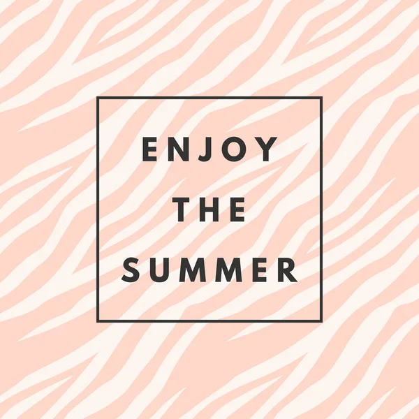 Cartaz motivacional com texto Aproveite o padrão de verão e zebra —  Vetores de Stock