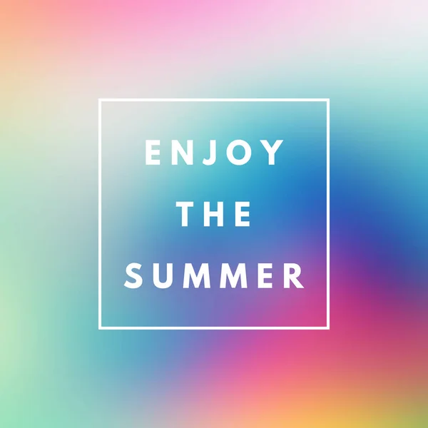 Promotional design poster with motivational text Enjoy the Summer colorful holographic background — Stock Photo, Image