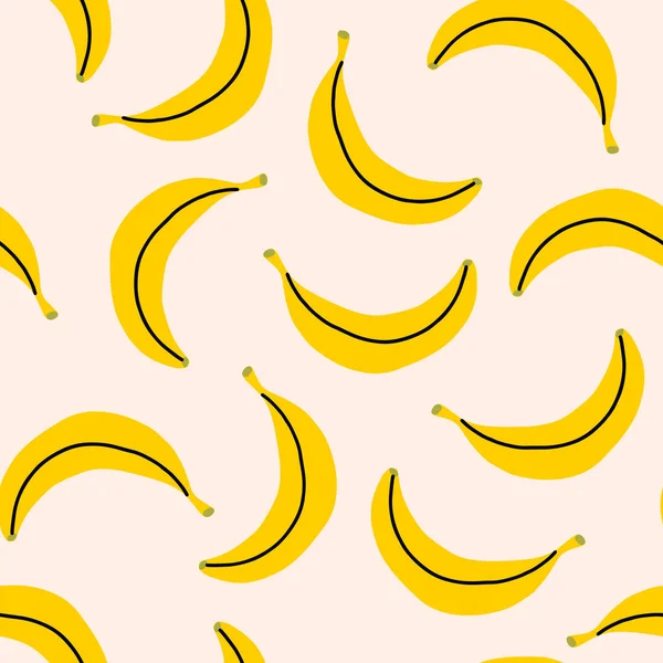 Žluté zralé banán tropické ovoce bezešvé vzor Stock Ilustrace
