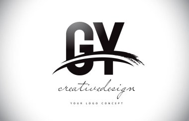 GY G Y harfi Logo Tasarım Swoosh ve siyah fırça darbesi ile. Modern yaratıcı fırça konturu harfler vektör Logo