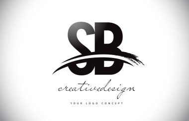 Swoosh ve siyah fırça darbesi ile SB S B harfi Logo tasarımı. Modern yaratıcı fırça konturu harfler vektör Logo