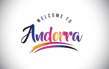 Andorra hoş geldiniz iletisinde mor canlı Modern renkler vektör çizim.