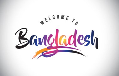Bangladeş hoş geldiniz iletisinde mor canlı Modern renkler vektör çizim.