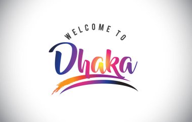 Dhaka hoş geldiniz iletisinde mor canlı Modern renkler vektör çizim.