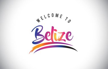 Belize hoş geldiniz iletisinde mor canlı Modern renkler vektör çizim.