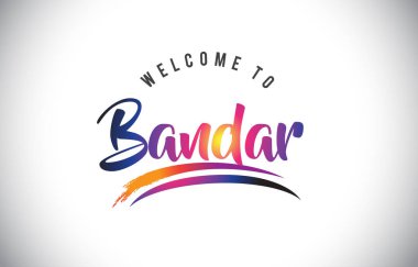 Vektör çizim Bandar hoş geldiniz iletisinde mor canlı Modern renkler.