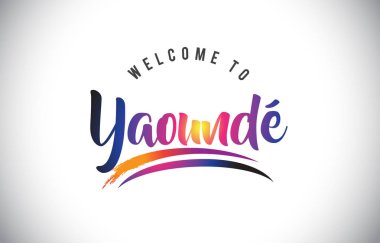 Yaounde hoş geldiniz iletisinde mor canlı Modern renkler vektör çizim