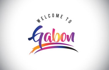 Gabon hoş geldiniz iletisinde mor canlı Modern renkler vektör çizim.