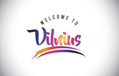 Vilnius hoş geldiniz iletisinde mor canlı Modern renkler vektör çizim.