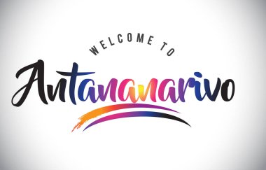 Antananarivo hoş geldiniz iletisinde mor canlı Modern renkler vektör çizim.