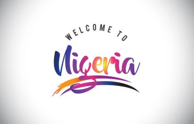 Nijerya hoş geldiniz iletisinde mor canlı Modern renkler vektör çizim.