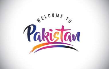 Pakistan hoş geldiniz iletisinde mor canlı Modern renkler vektör çizim.