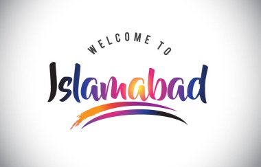 Islamabad hoş geldiniz iletisinde mor canlı Modern renkler vektör çizim.