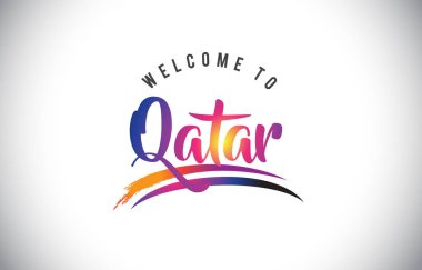 Katar hoş geldiniz iletisinde mor canlı Modern renkler vektör çizim.