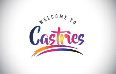 Castries hoş geldiniz iletisinde mor canlı Modern renkler vektör çizim.