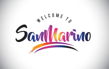 Vektör çizim Sanmarino hoş geldiniz iletisinde mor canlı Modern renkler.