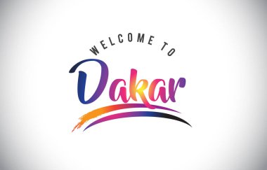 Dakar hoş geldiniz iletisinde mor canlı Modern renkler vektör çizim.